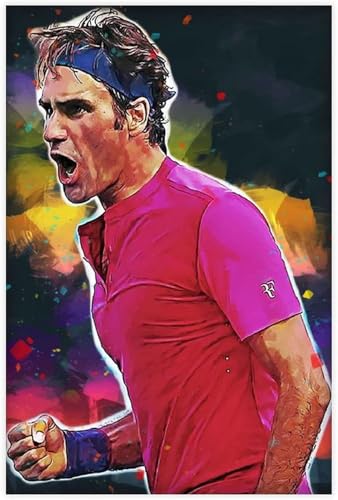 Puzzle 1000 Teile Erwachsene Tennissportplakat Roger Federer 47 Holz Puzzles Stress Freisetzung Spiel 1000 Piece 29.5x19.6inch(75x50cm) Kein Rahmen von GQJXUANYU