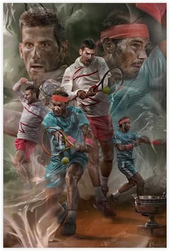 Puzzle 500 Teile Erwachsene Novak Djokovic und Nadal Poster Tennis Holz Puzzles Stress Freisetzung Spiel 500 Piece 20.4x15inch(52x38cm) Kein Rahmen von GQJXUANYU