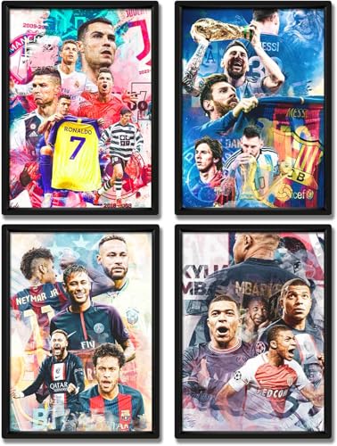 Puzzle 500 Teile Erwachsene Superstars Ronaldo, Messi, Neymar und Mbape, 4er-Set Holz Puzzles Stress Freisetzung Spiel 500 Piece 20.4x15inch(52x38cm) Kein Rahmen von GQJXUANYU