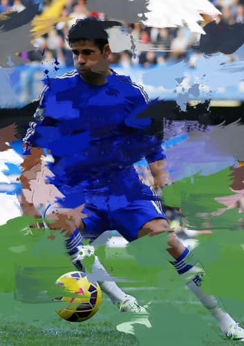 Puzzle für 1000 Teile Diego Costa Chelsea FC Spanien Fußball Premier League Holz Puzzlespiel Erwachsenen und Kinder Puzzle Poster 1000 Piece 29.5x19.6inch(75x50cm) Kein Rahmen von GQJXUANYU