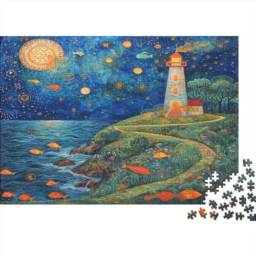 Leuchtturm an der Küste Puzzle 1000 Teile Puzzle Erwachsene Schwieriges Schwer Puzzle Für Erwachsene Und Kinder Ab 14 Jahren Puzzel 1000pcs (75x50cm) von GQLIDDAOE