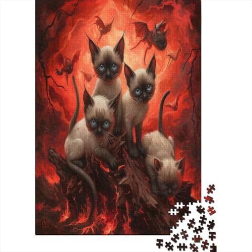 Siamese Kat 1000 Teile, Impossible Puzzle,GesKükenlichkeitsspiel Für Die Ganze Familie, Erwachsenenpuzzle Ab 14 Jahren Puzzel 1000pcs (75x50cm) von GQLIDDAOE