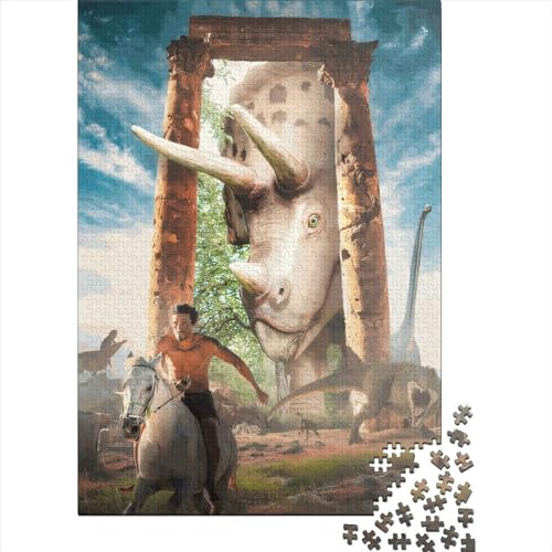 1000 Puzzleteile Prähistorisches Portal Triceratops Puzzlespiel Geburtstagsgeschenke Puzzle Dekoratives Puzzle für Kinder und Jugendliche (75 x 50 cm) von GQmoney