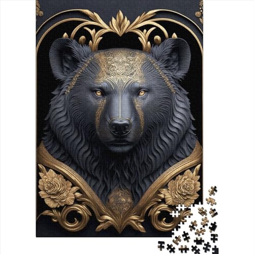 1000 Teile Bär Golden Art Deco Puzzle Puzzle für Erwachsene Schwierigkeitsgrad Entspannende Spiele Spielzeug 1000 Teile (75x50cm) von GQmoney