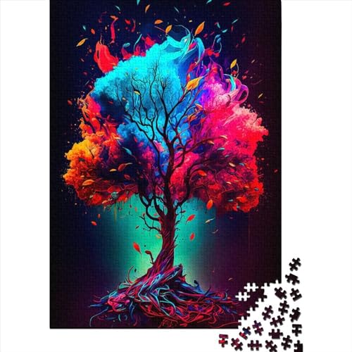 1000 Teile Baum Buntes Puzzle Puzzle für Erwachsene Schwierigkeitsgrad Puzzle Lernspiel Spielzeug 1000 Teile (75x50cm) von GQmoney