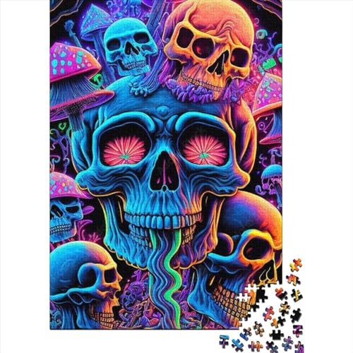 1000 Teile Psychedelischer Totenkopf-Puzzle, Puzzle für Erwachsene, Schwierigkeitsgrad: Puzzle, Lernspiel, Spielzeug, 1000 Teile (75 x 50 cm) von GQmoney