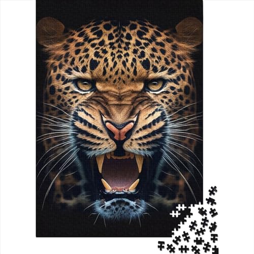 1000 Teile Puzzle mit wütendem Leopardengesicht und Tiermotiv, Schwierigkeitsgrad: Puzzle, Lernspiele, Spielzeug, 1000 Stück (75 x 50 cm) von GQmoney