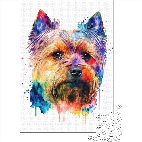 1000 Teile Yorkshire Terrier Abstraktes Puzzle, Schwierigkeits-Puzzle, Lernspiel, Spielzeug, Familiendekoration, 1000 Teile (75 x 50 cm) von GQmoney