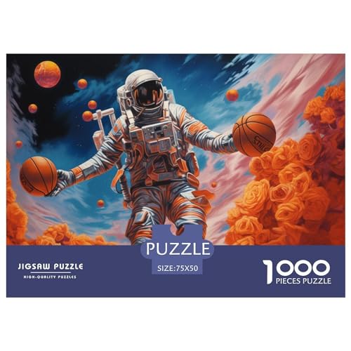 1000-teiliges Astronauten-Basketball-Puzzle. Puzzle für Erwachsene und Teenager. Puzzle für Erwachsene. Wichtelgeschenke. 1000 Teile (75 x 50 cm) von GQmoney