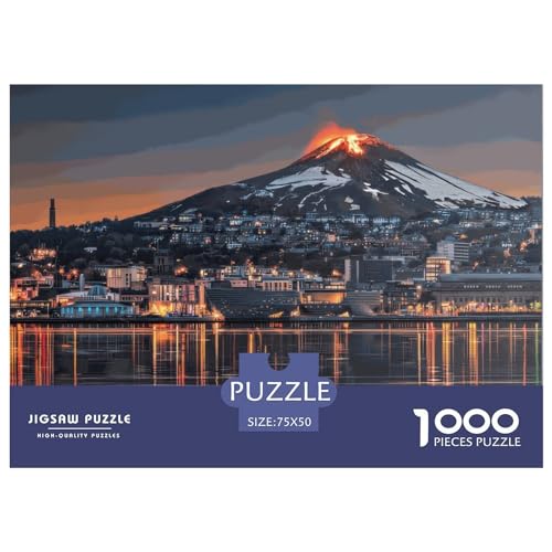 1000-teiliges Dundee-Vulkan-Puzzle für Erwachsene Teenager, Holzpuzzle, nachhaltiges Puzzle für Erwachsene | Spiele 1000 Teile (75 x 50 cm) von GQmoney