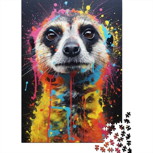 1000-teiliges Erdmännchen-Puzzle, bunt, 9 Puzzles für Kinder, Holzbrett-Puzzle, Familien-Puzzlespiel, Stressabbau-Puzzles für Kinder, 1000-teilig (75 x 50 cm) von GQmoney