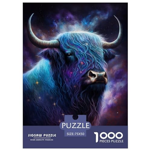 1000-teiliges Galaxy Art Yak-Puzzle für Erwachsene und Teenager, großes Puzzle, Spielzeug, pädagogisches, intellektuelles, entspannendes Familienspiel, 1000 Teile (75 x 50 cm) von GQmoney