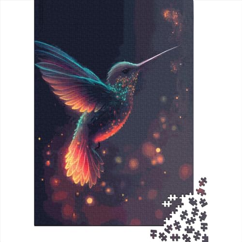 1000-teiliges Kolibri-Tier-Puzzle für Kinder und Erwachsene, Holzpuzzle, Lernspiele für Zuhause, DIY-Spielzeug, 1000 Stück (75 x 50 cm) von GQmoney