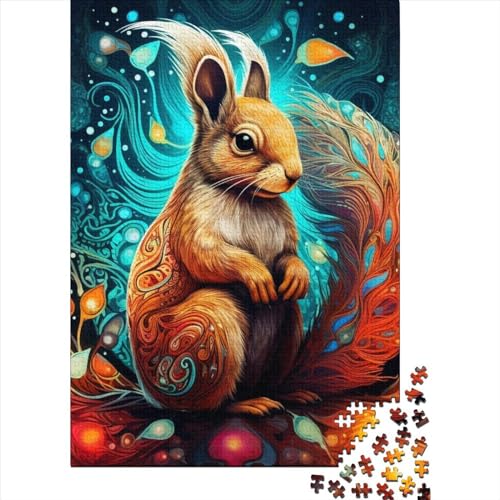 1000-teiliges Kunst-Eichhörnchen-Puzzle für Kinder und Teenager. Lernspiel, Herausforderungsspielzeug Familie. 1000 Teile (75 x 50 cm) von GQmoney