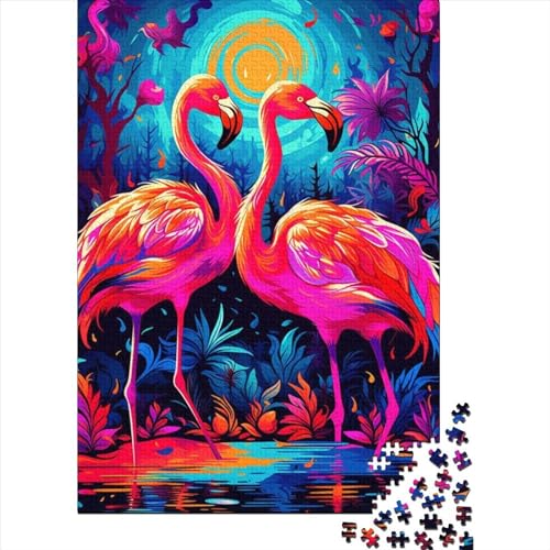 1000-teiliges Kunst-Tier-Flamingo-Puzzle für Kinder, schwieriges Puzzle für Kinder und Teenager, nachhaltiges Puzzle für Kinder | Spiele 1000 Teile (75 x 50 cm) von GQmoney