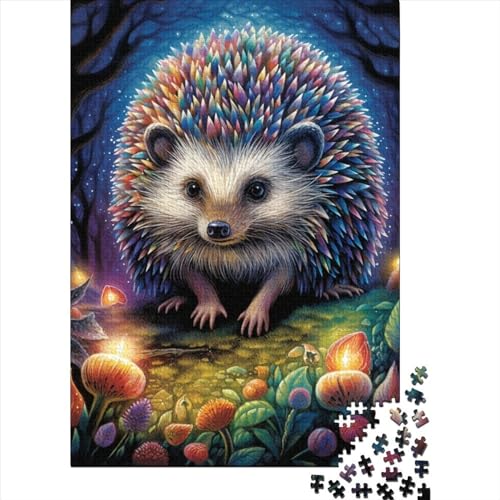 1000-teiliges Kunst-Tier-Igel-Puzzle für Kinder, Holzpuzzle für Kinder und Jugendliche, nachhaltiges Puzzle | Spiele 1000 Teile (75 x 50 cm) von GQmoney