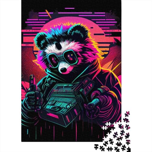 1000-teiliges Neon-Panda-Puzzle, Schwierigkeitsgrad: Puzzle, Lernspiele, Spielzeug, 1000 Stück (75 x 50 cm) von GQmoney