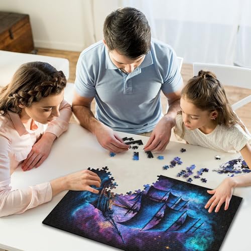 1000-teiliges Puzzle, Galaxie-Piratenschiff-Puzzle, Heim-Wanddekoration, Lernspielzeug, Familienspiel, 1000 Stück (75 x 50 cm) von GQmoney