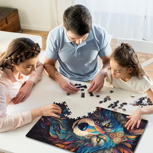 1000-teiliges Puzzle, Wolfskopf-Kunst, Puzzle zum Zusammenbauen, Spielzeug, interaktives Familienspiel, 1000 Teile (75 x 50 cm) von GQmoney