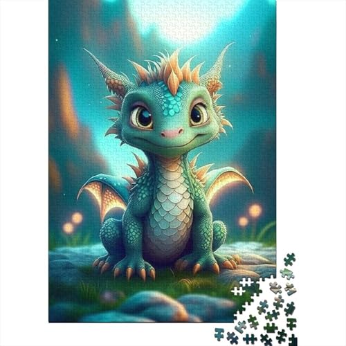 1000-teiliges Puzzle, süße Baby-Drachen, Puzzle für Erwachsene, Teenager und Holzpuzzle, Familienspiele, 1000 Teile (75 x 50 cm) von GQmoney