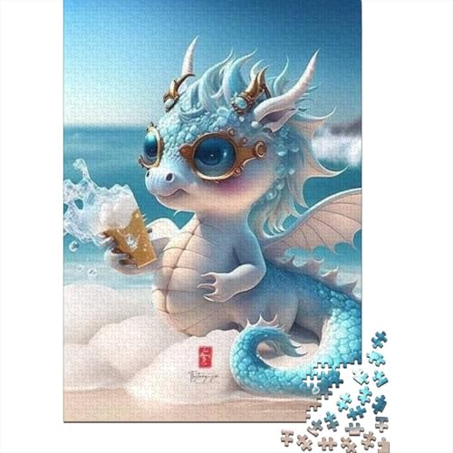 1000-teiliges Puzzle, süße Baby-Drachen, kreatives quadratisches Puzzle für Erwachsene und Holzpuzzle, Lernspielzeug, 1000 Teile (75 x 50 cm) von GQmoney