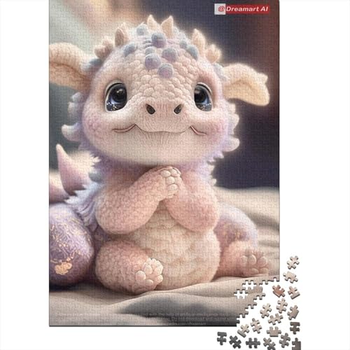 1000-teiliges Puzzle, süße Baby-Drachen, kreatives quadratisches Puzzle für Erwachsene und Holzpuzzle, Lernspielzeug, 1000 Teile (75 x 50 cm) von GQmoney