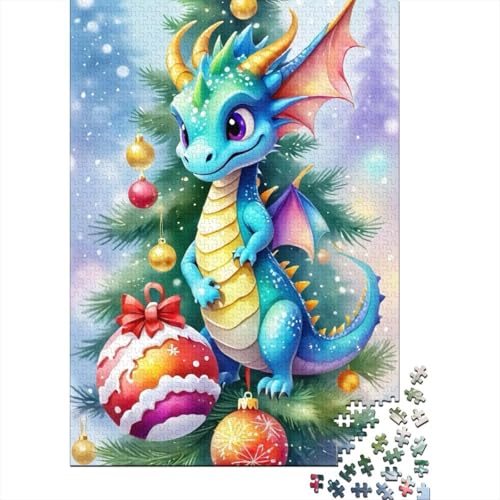 1000-teiliges Puzzle, süße Baby-Drachen, kreatives quadratisches Puzzle für Erwachsene und Holzpuzzle, Spielzeug, Denkspiel, 1000 Teile (75 x 50 cm) von GQmoney