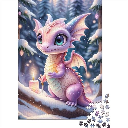 1000-teiliges Puzzle, süße Baby-Drachen, kreatives quadratisches Puzzle für Erwachsene und Holzpuzzle, Spielzeug, Denkspiel, 1000 Teile (75 x 50 cm) von GQmoney