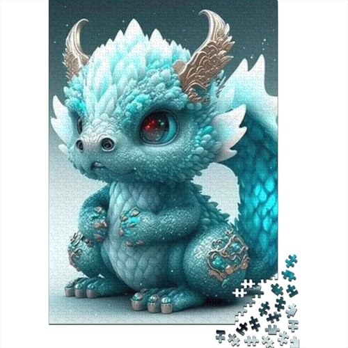 1000-teiliges Puzzle, süße Baby-Drachen, kreatives quadratisches Puzzle für Erwachsene und Holzpuzzle, Spielzeug, Denkspiel, 1000 Teile (75 x 50 cm) von GQmoney