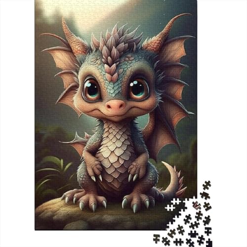 1000-teiliges Puzzle, süße Baby-Drachen, kreatives quadratisches Puzzle für Erwachsene und Holzpuzzle, Spielzeug, Denkspiel, 1000 Teile (75 x 50 cm) von GQmoney