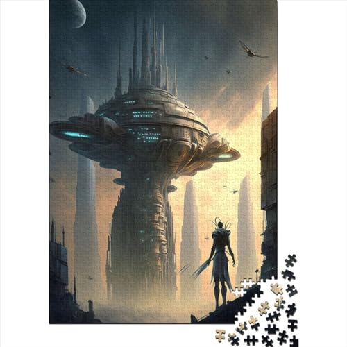 1000-teiliges Puzzle „Alien City“ für Erwachsene, Holzpuzzle, Erwachsenenpuzzle, Lernspiel für Erwachsene Teenager, 1000 Stück (75 x 50 cm) von GQmoney