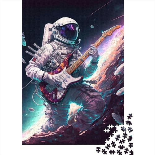 1000-teiliges Puzzle „Astronaut spielt Gitarre“, Schwierigkeitsgrad für Erwachsene, Lernspiele, Spielzeug, Familiendekoration, 1000 Teile (75 x 50 cm) von GQmoney