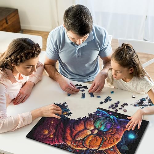 1000-teiliges Puzzle „Cosmic Garfield mit Brille“, kreatives rechteckiges Puzzle für Erwachsene, lustiges Lernspielzeug, 1000 Teile (75 x 50 cm) von GQmoney