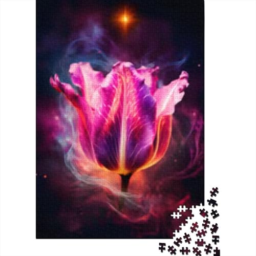 1000-teiliges Puzzle „Kosmischer Tulpennebel mit Blüte“, Puzzle für Erwachsene, Teenager und Holzpuzzle, Familienspiele, 1000 Teile (75 x 50 cm) von GQmoney