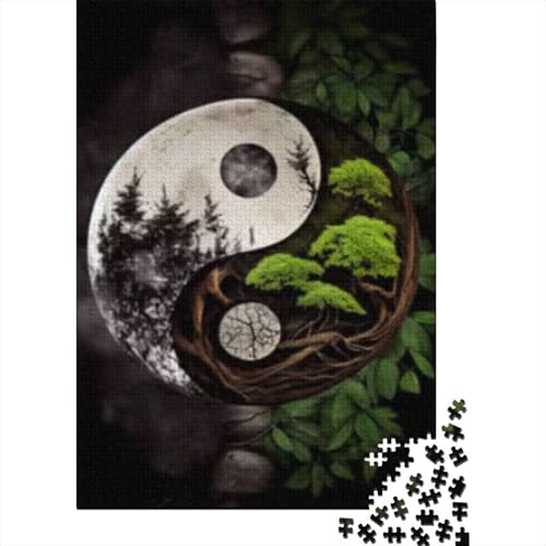 1000-teiliges Puzzle „Natures Yin und Yang“, kreatives quadratisches Puzzle für Erwachsene und Holzpuzzle, Spielzeug, Denkspiel, 1000 Teile (75 x 50 cm) von GQmoney