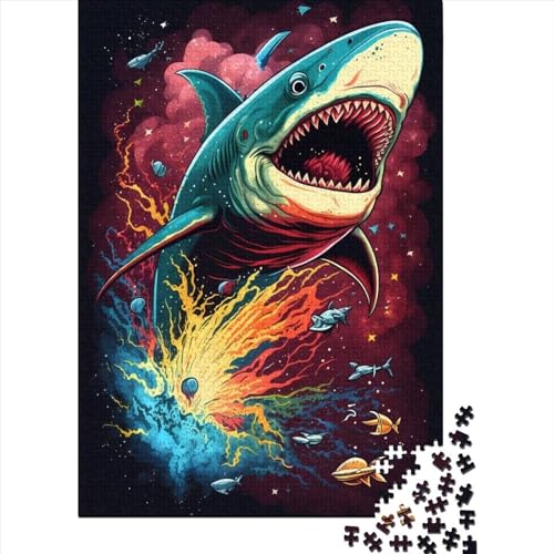 1000-teiliges Puzzle „Shark Fantasyland“, Schwierigkeitsgrad: Puzzle, Lernspiele, Spielzeug, 1000 Stück (75 x 50 cm) von GQmoney