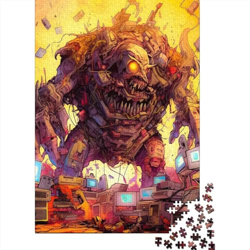 1000-teiliges Puzzle für Erwachsene, 1000-teiliges Computermonster-Puzzle für Teenager, Holzbrett-Puzzle, Spielzeug, Denkspiel, 1000 Teile (75 x 50 cm) von GQmoney