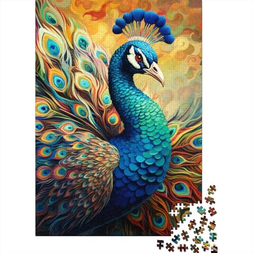 1000-teiliges Puzzle für Erwachsene, 1000-teiliges Puzzle „Psychedelischer Pfau“, Holzpuzzle für Erwachsene und Jugendliche, 1000 Teile (75 x 50 cm) von GQmoney