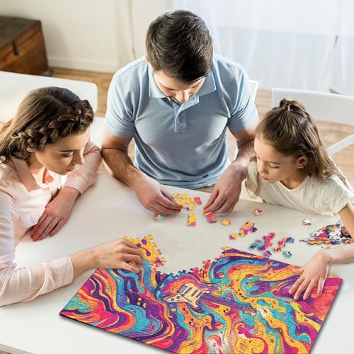 1000-teiliges Puzzle für Erwachsene, Bunte Gitarren, Puzzles für Kinder, Puzzles 1000-teiliges Spiel, Spielzeug für Kinder, Familienpuzzles, Geschenk, 1000 Stück (75 x 50 cm) von GQmoney