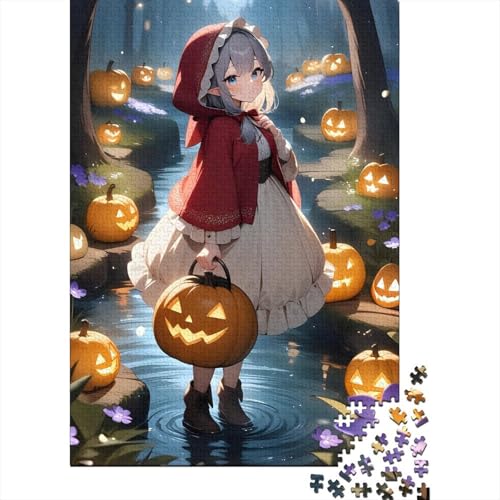 1000-teiliges Puzzle für Erwachsene, Halloween-Cartoon-Mädchen, quadratisches Puzzle für Erwachsene und Holzpuzzle, Lernpuzzle, Familienspiel, 1000 Teile (75 x 50 cm) von GQmoney