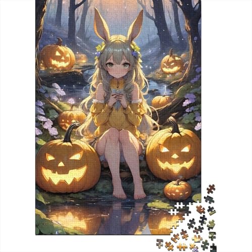 1000-teiliges Puzzle für Erwachsene, Halloween-Cartoon-Mädchen, quadratisches Puzzle für Erwachsene und Holzpuzzle, Lernspiel, Herausforderungsspielzeug, 1000 Stück (75 x 50 cm) von GQmoney