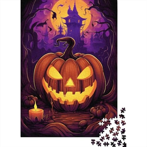 1000-teiliges Puzzle für Erwachsene, Halloween-Kürbis-Puzzle, quadratisches Puzzle für Erwachsene und Holzpuzzle, Lernspiel, Herausforderungsspielzeug, 1000 Teile (75 x 50 cm) von GQmoney