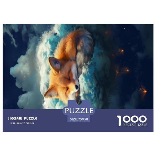 1000-teiliges Puzzle für Erwachsene, Schlafender Fuchs, 1000-teiliges Holzbrett-Puzzle, Entspannungs-Puzzlespiele, Denksport-Puzzle, 1000 Teile (75 x 50 cm) von GQmoney
