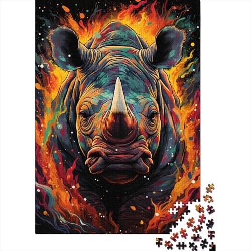 1000-teiliges Puzzle für Erwachsene, Zeichnungstier Nashorn, 1000 Puzzles für Teenager, Geschenkpuzzles, Entspannungspuzzles, Teenagerpuzzle 1000-teilig (75 x 50 cm) von GQmoney