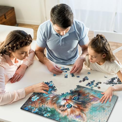 1000-teiliges Puzzle für Erwachsene, süßes, buntes Kätzchen-Puzzle, pädagogisches, geistiges Puzzle, lustiges Familienspiel, 1000 Teile (75 x 50 cm) von GQmoney