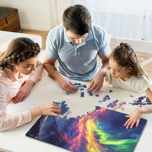 1000-teiliges Puzzle für Erwachsene mit Berg-Aurora-Puzzle, pädagogisches und geistiges Puzzle, lustiges Familienspiel, 1000 Teile (75 x 50 cm) von GQmoney