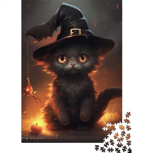 1000-teiliges Puzzle für Erwachsene und Halloween-Kätzchen-Puzzles für Erwachsene und Holzpuzzles, Lernspiele für Erwachsene und 1000 Teile (75 x 50 cm) von GQmoney