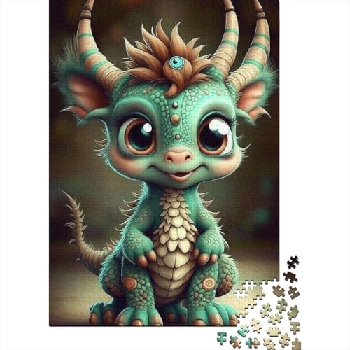 1000-teiliges Puzzle für Erwachsene und süße Baby-Drachen-Puzzles für Erwachsene und Holzpuzzles, Lernspiele für Erwachsene und 1000 Teile (75 x 50 cm) von GQmoney