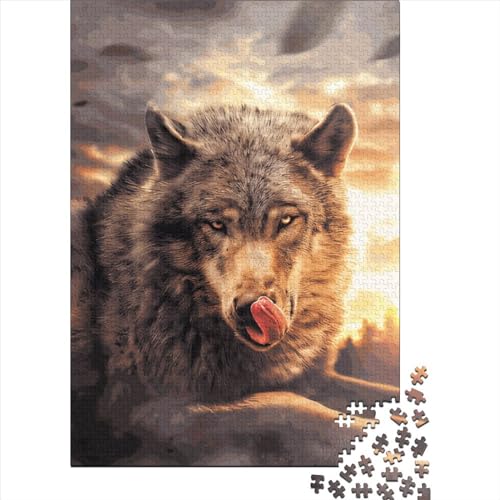 1000-teiliges Puzzle für Kinder, 1000-teiliges „Der Wolf“-Puzzle für Teenager, Holzbrett-Puzzle, Spielzeug, Denkspiel, 1000 Teile (75 x 50 cm) von GQmoney