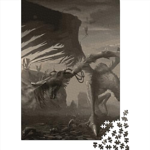 1000-teiliges Puzzle für Kinder, 1000-teiliges Drachen-Puzzle für Teenager, Holzbrett-Puzzle, Spielzeug, Denkspiel, 1000 Teile (75 x 50 cm) von GQmoney